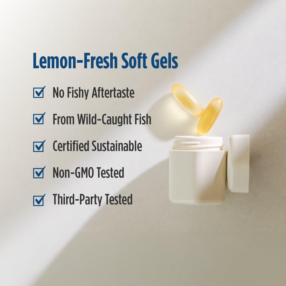 Nordic Naturals ProOmega, Lemon Flavor - 210 Soft Gels - 1000 mg Omega-3 - High-Potency Fish Oil with EPA & DHA - Promotes Brain, Eye, Heart, & Immune Health - Non-GMO - 105 Servings - dailyvitalstore