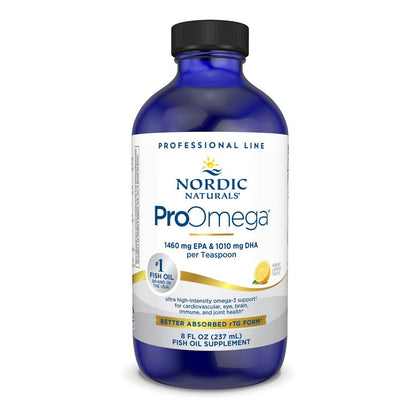 Nordic Naturals ProOmega Liquid, Lemon Flavor - 8 oz - 2840 mg Omega-3 - High Potency Fish Oil with EPA & DHA - Promotes Brain, Eye, Heart, & Immune Health - Non-GMO - 48 Servings - dailyvitalstore