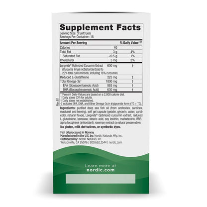 Nordic Naturals Recovery Plus, Unflavored - 45 Soft Gels - 1800 mg Omega-3 Fish Oil - 600 mg Longvida Optimized Curcumin - Cellular Health & Recovery - Post-Exercise Muscle Support - 15 Servings - dailyvitalstore