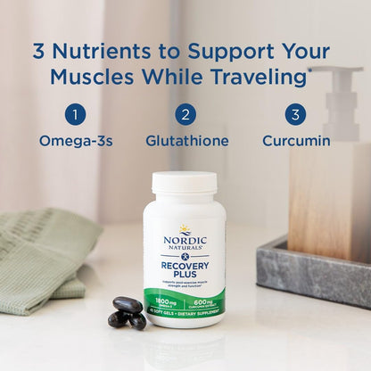 Nordic Naturals Recovery Plus, Unflavored - 45 Soft Gels - 1800 mg Omega-3 Fish Oil - 600 mg Longvida Optimized Curcumin - Cellular Health & Recovery - Post-Exercise Muscle Support - 15 Servings - dailyvitalstore