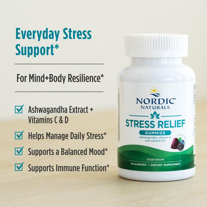 Nordic Naturals Stress Relief Gummies, Mixed Berry, 40 Gummy Supplements, Supports Daily Mood and Immune System Health, Non-GMO, Vegetarian, 20 Servings - dailyvitalstore