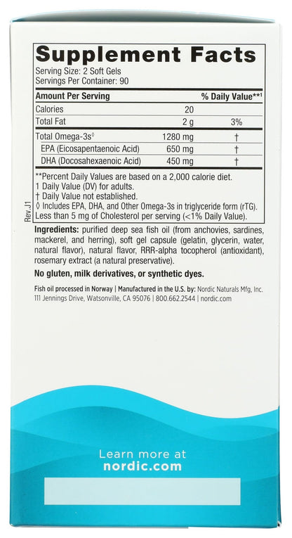 Nordic Naturals Ultimate Omega 1280 MG, 180 CT - dailyvitalstore