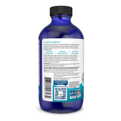 Nordic Naturals Ultimate Omega Liquid, Lemon Flavor - 8 oz - 2840 mg Omega-3 - High-Potency Fish Oil Supplement with EPA & DHA - Promotes Brain & Heart Health - Non-GMO - 48 Servings - dailyvitalstore