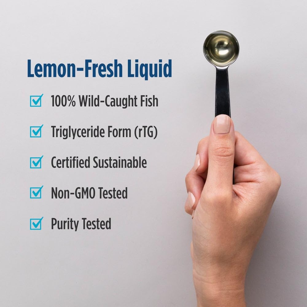 Nordic Naturals Ultimate Omega Liquid, Lemon Flavor - 8 oz - 2840 mg Omega-3 - High-Potency Fish Oil Supplement with EPA & DHA - Promotes Brain & Heart Health - Non-GMO - 48 Servings - dailyvitalstore