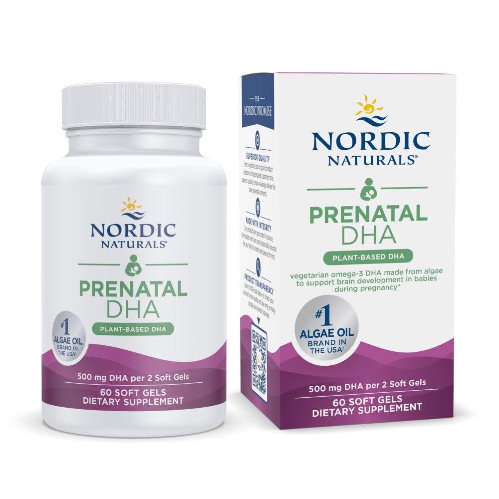 Nordic Naturals Vegan Prenatal DHA, Unflavored - 60 Soft Gels - 500 mg Plant-Based DHA - Supports Brain Development in Babies & Healthy Pregnancy - Non-GMO - 30 Servings - dailyvitalstore