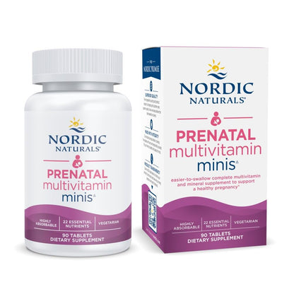 Nordic Naturals Vegetarian Prenatal Multivitamin Minis - 90 Easy to Swallow Tablets - Highly Absorbable Multivitamin and Mineral Supplement to Support Pregnancy - Non-GMO, 30 Servings - dailyvitalstore