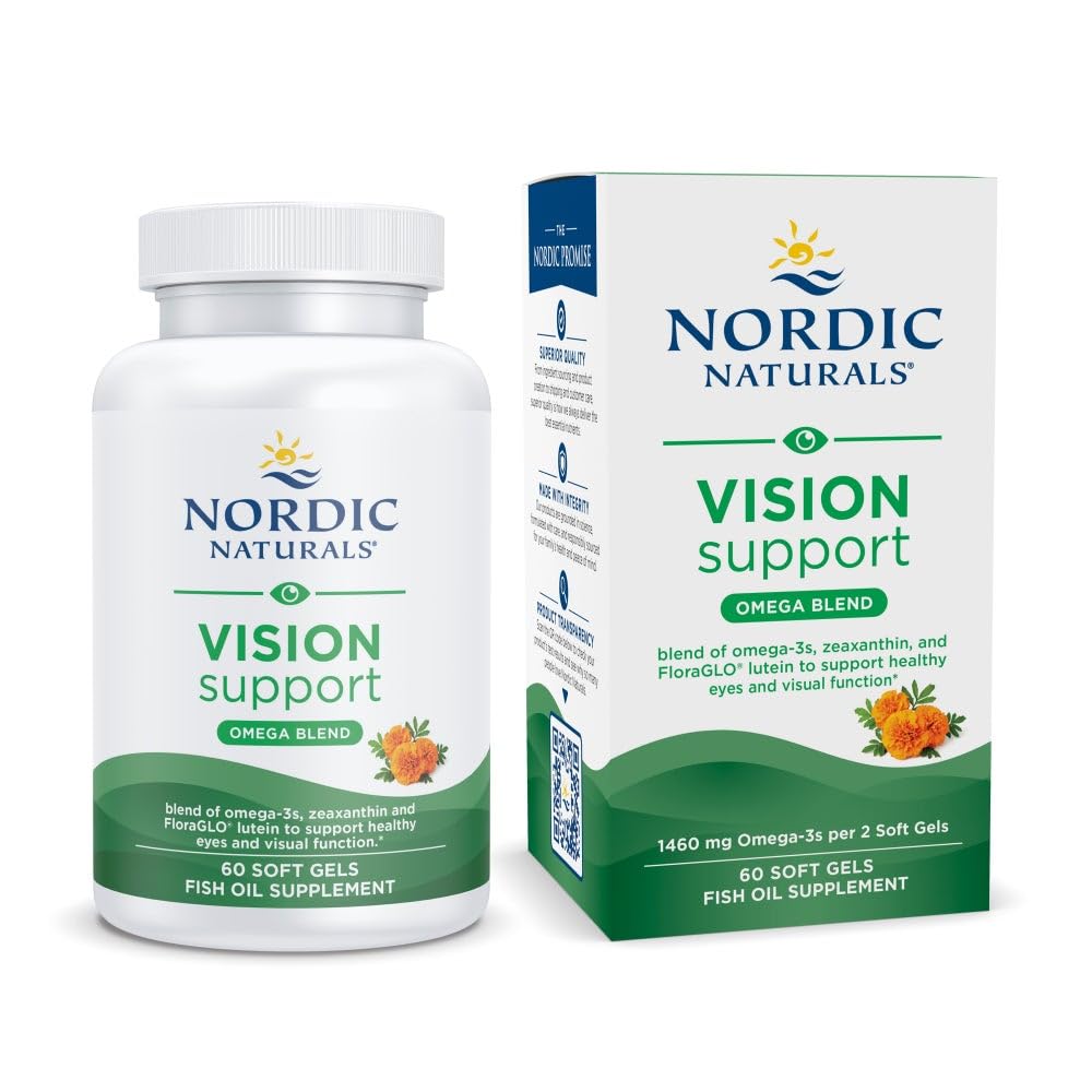 Nordic Naturals Vision Support, Lemon - 60 Soft Gels - with Zeaxanthin and FloraGLO Lutein, for Healthy Eyes and Vision - 30 Servings - dailyvitalstore