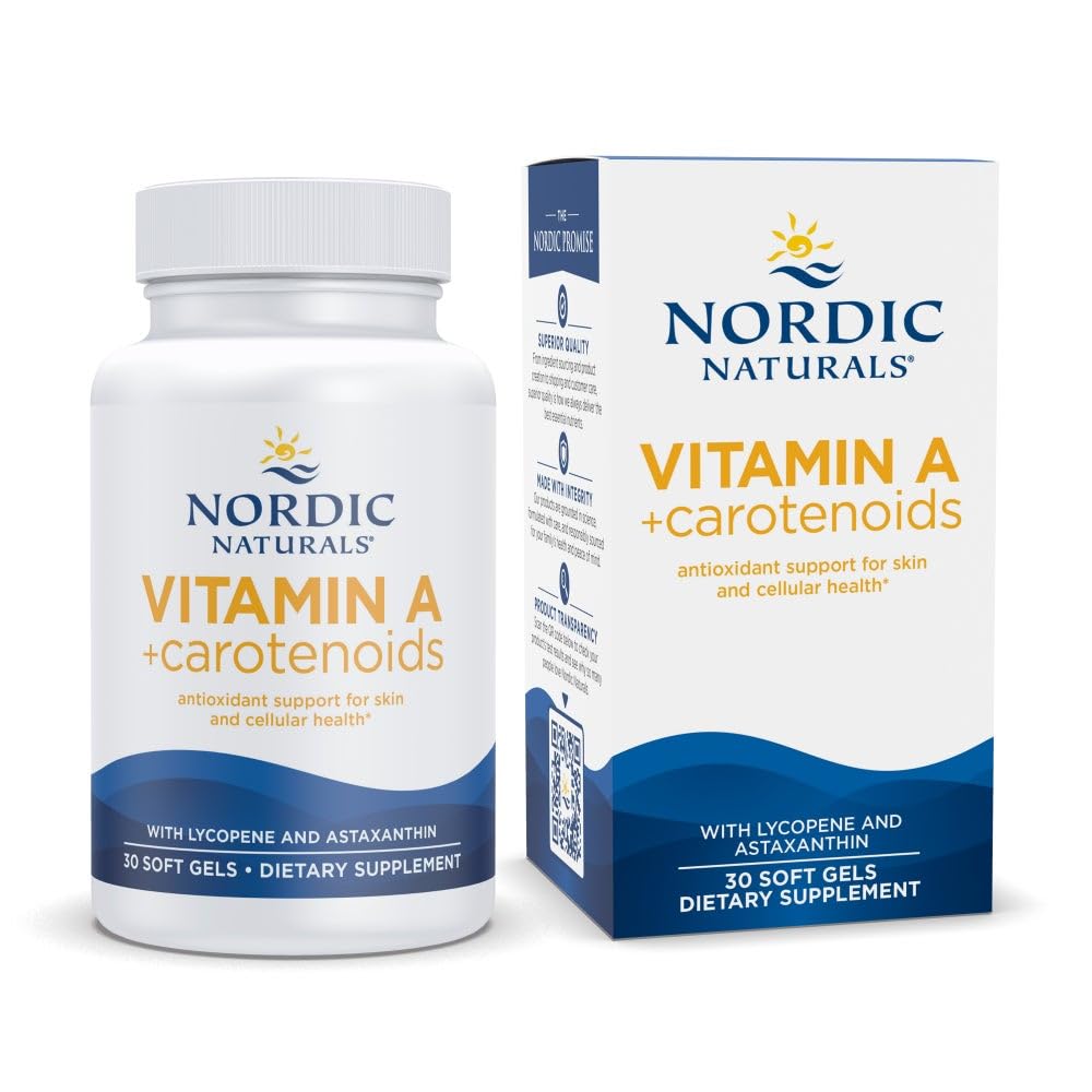Nordic Naturals Vitamin A + Carotenoids, Unflavored - 30 Soft Gels - Lycopene & Astaxanthin - Supports Skin, Cellular Health - Non-GMO - 30 Servings - dailyvitalstore