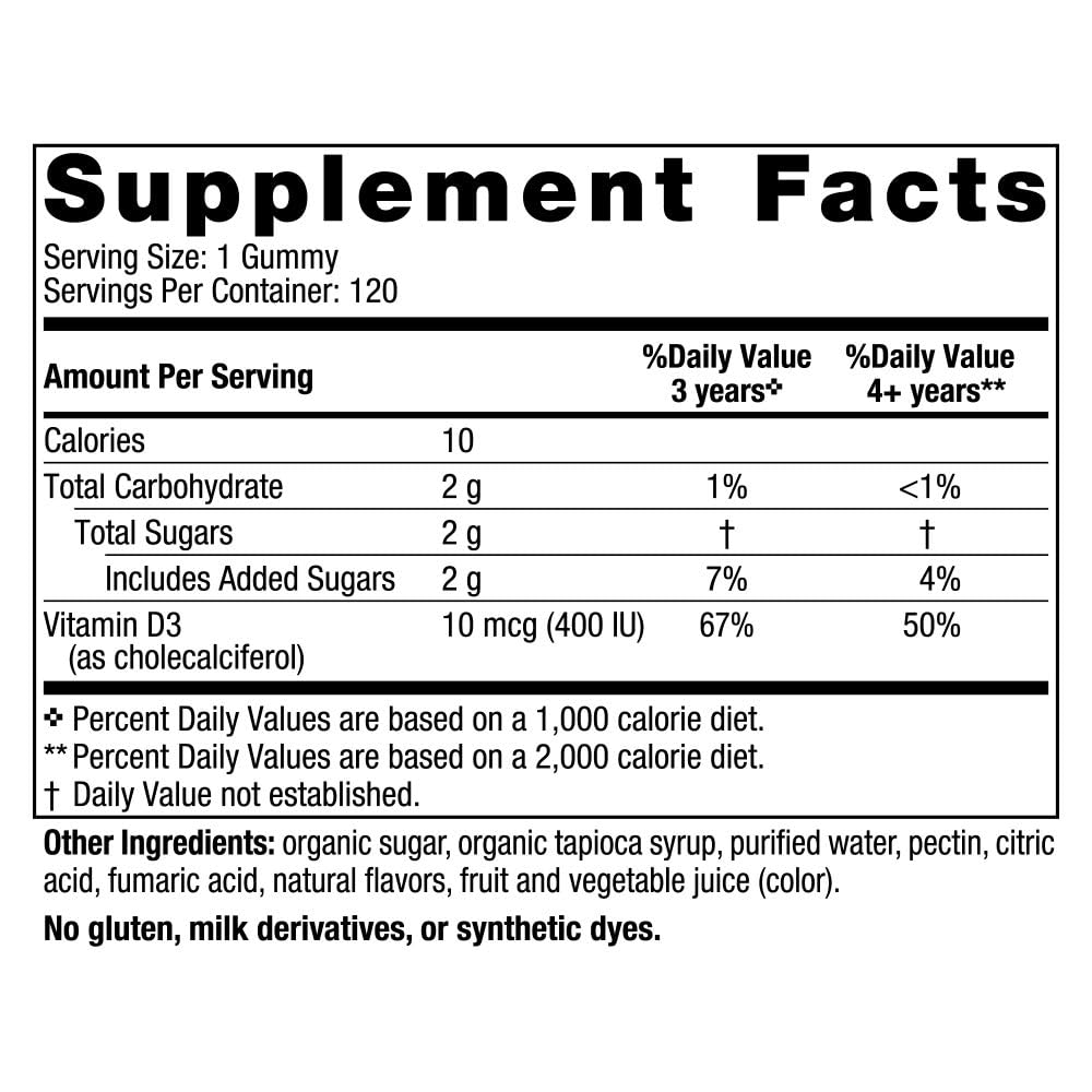 Nordic Naturals Vitamin D3 Gummies Kids, Wild Watermelon Splash - 120 Gummies - 400 IU Vitamin D3 - Bone Health, Healthy Immunity - Non-GMO, Vegetarian - 120 Servings - dailyvitalstore