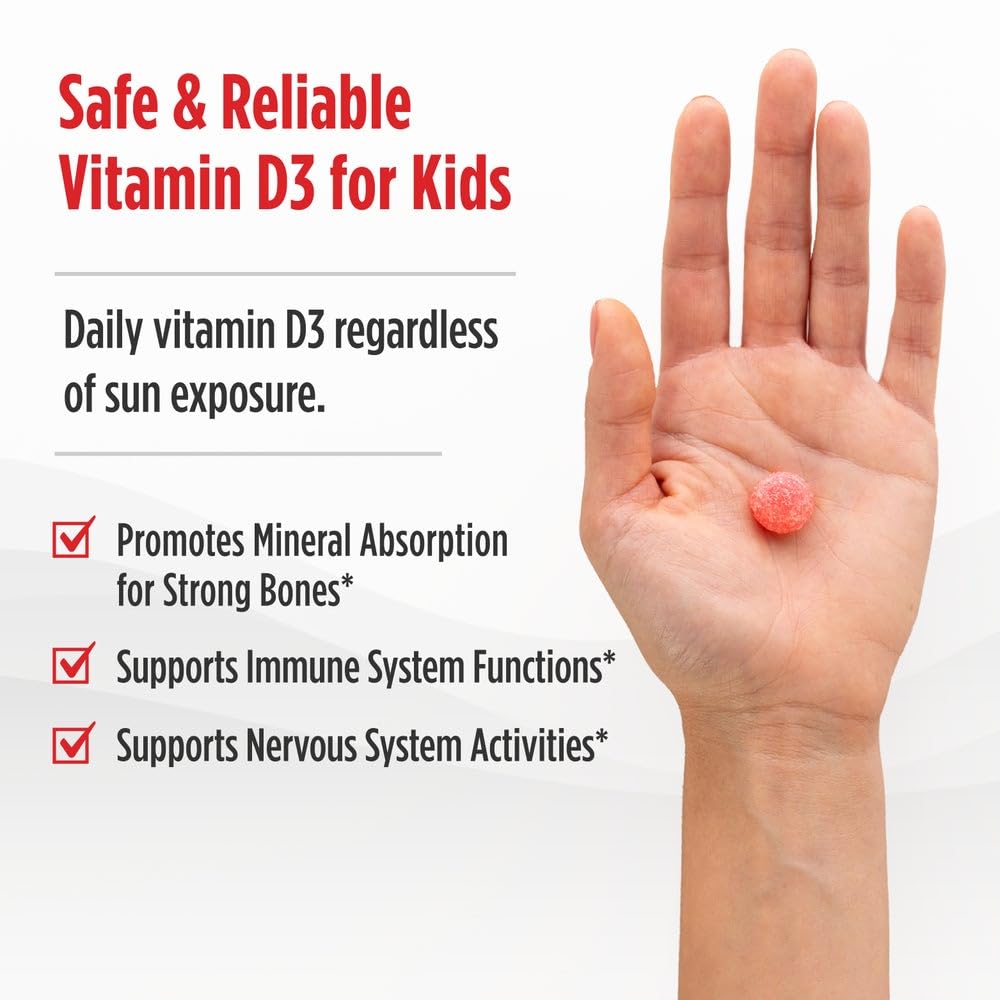 Nordic Naturals Vitamin D3 Gummies Kids, Wild Watermelon Splash - 120 Gummies - 400 IU Vitamin D3 - Bone Health, Healthy Immunity - Non-GMO, Vegetarian - 120 Servings - dailyvitalstore