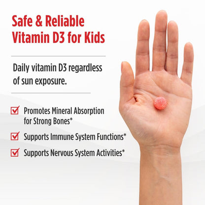 Nordic Naturals Vitamin D3 Gummies Kids, Wild Watermelon Splash - 120 Gummies - 400 IU Vitamin D3 - Bone Health, Healthy Immunity - Non-GMO, Vegetarian - 120 Servings - dailyvitalstore