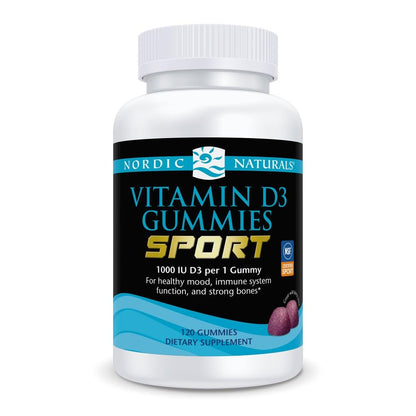 Nordic Naturals Vitamin D3 Gummies Sport, Wild Berry - 120 Gummies - 1000 IU Vitamin D3 - NSF Certified - Healthy Bones, Mood & Immune System Function - Non-GMO - 120 Servings - dailyvitalstore