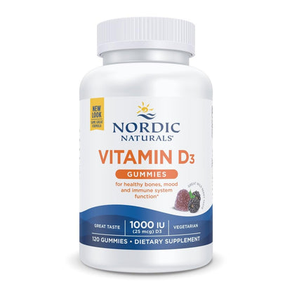 Nordic Naturals Vitamin D3 Gummies, Wild Berry - 120 Gummies - 1000 IU Vitamin D3, 1.4 mg Iron - Great Taste - Healthy Bones, Mood & Immune System Function - Non-GMO - 120 Servings - dailyvitalstore