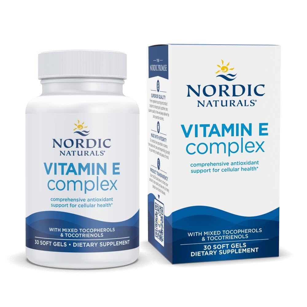 Nordic Naturals Vitamin E Complex, Unflavored - 30 Soft Gels - 6 Forms of Vitamin E for Antioxidant Support - Cellular Protection - Non-GMO - 30 Servings - dailyvitalstore