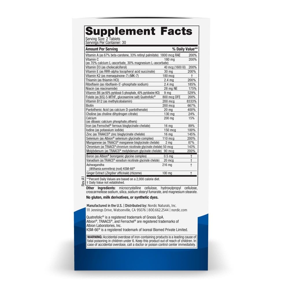 Nordic Naturals Women’s Multivitamin Extra Strength - Skin, Hair, Energy, & Bone Support - Immunity Supplement - 20 Essential Nutrients - 60 Tablets - 30 Servings - dailyvitalstore