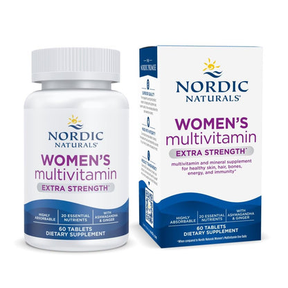 Nordic Naturals Women’s Multivitamin Extra Strength - Skin, Hair, Energy, & Bone Support - Immunity Supplement - 20 Essential Nutrients - 60 Tablets - 30 Servings - dailyvitalstore