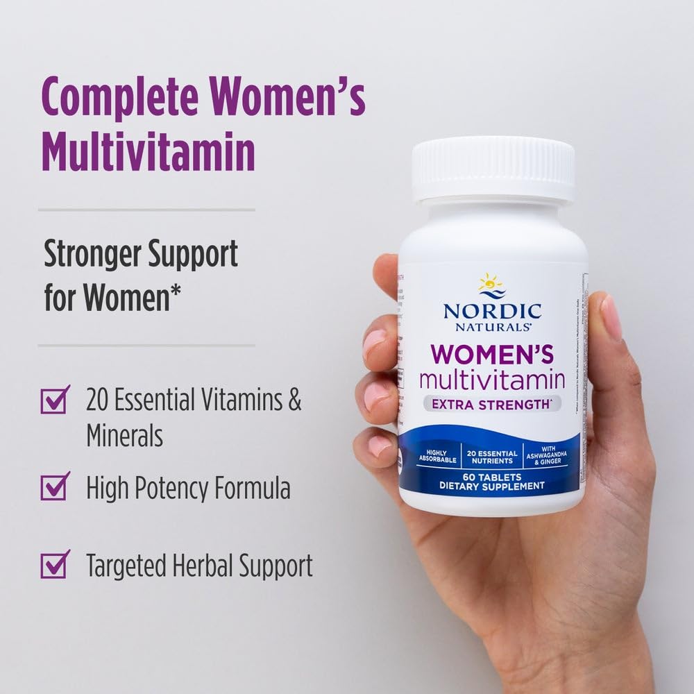 Nordic Naturals Women’s Multivitamin Extra Strength - Skin, Hair, Energy, & Bone Support - Immunity Supplement - 20 Essential Nutrients - 60 Tablets - 30 Servings - dailyvitalstore
