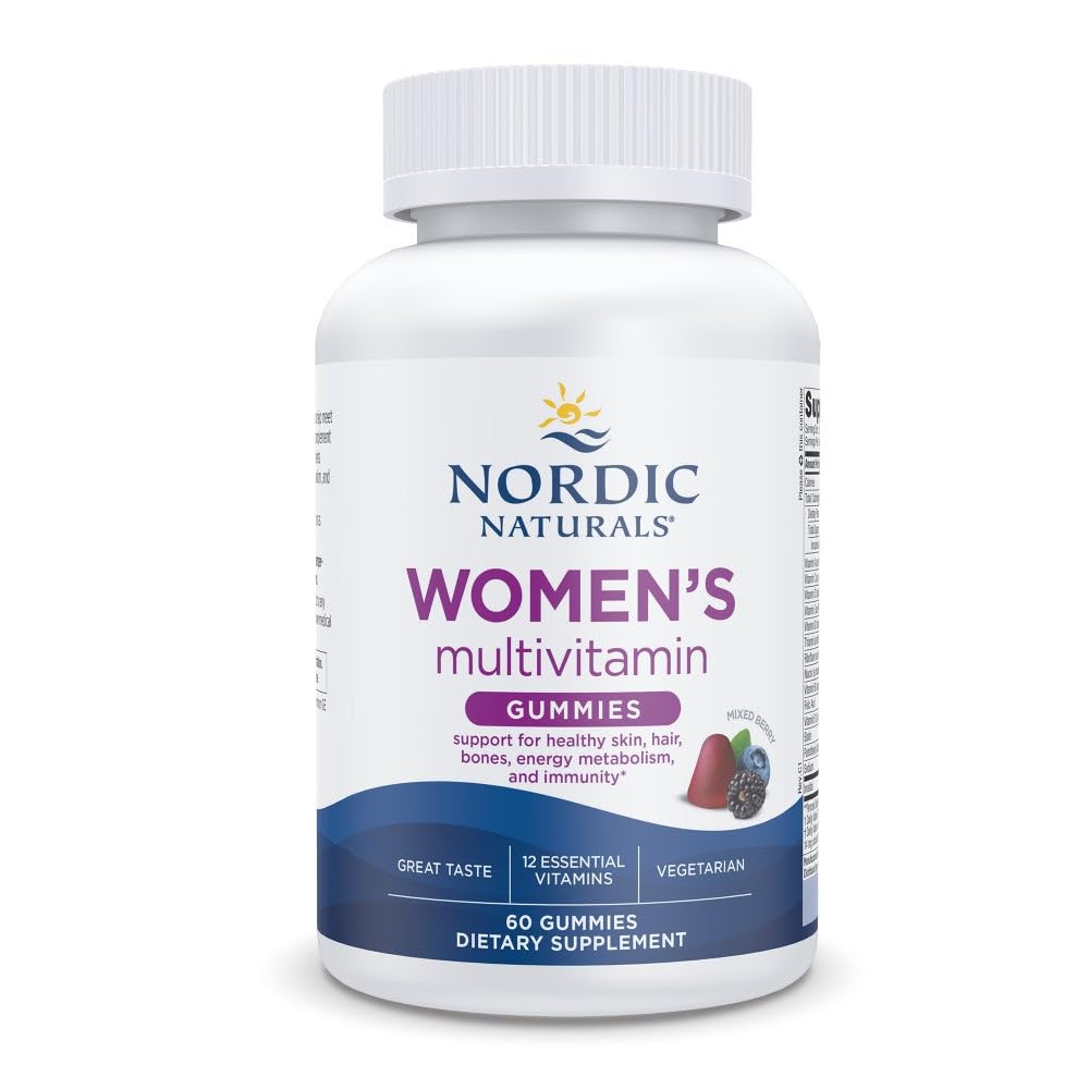 Nordic Naturals Women's Multivitamin Gummies, Mixed Berry - 60 Gummies - Support for Healthy Skin, Hair, Bones, Energy & Immunity - Non-GMO, Vegetarian - 30 Servings - dailyvitalstore