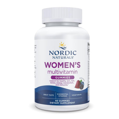 Nordic Naturals Women's Multivitamin Gummies, Mixed Berry - 60 Gummies - Support for Healthy Skin, Hair, Bones, Energy & Immunity - Non-GMO, Vegetarian - 30 Servings - dailyvitalstore