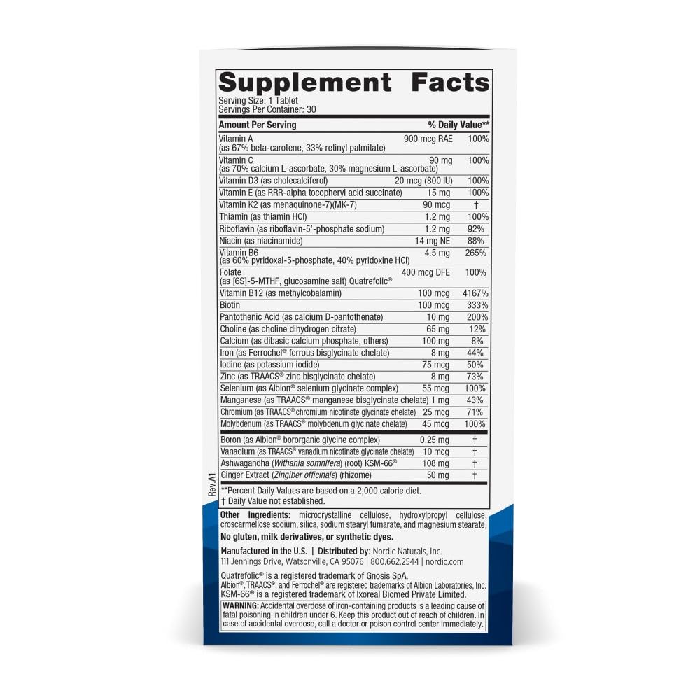 Nordic Naturals Women’s Multivitamin One Daily - Skin, Hair, Energy, & Bone Support - Immunity Supplement - 20 Essential Nutrients - 30 Tablets - 30 Servings - dailyvitalstore