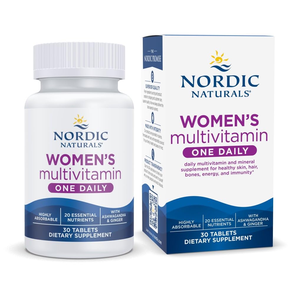 Nordic Naturals Women’s Multivitamin One Daily - Skin, Hair, Energy, & Bone Support - Immunity Supplement - 20 Essential Nutrients - 30 Tablets - 30 Servings - dailyvitalstore