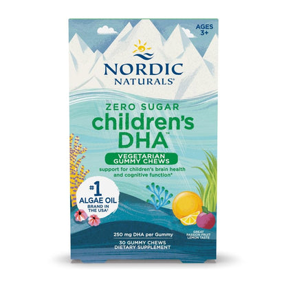 Nordic Naturals Zero Sugar Children’s DHA Vegetarian Gummy Chews - Passion Fruit Lemon Flavor - 30 Gummies - Vegan Algae Oil Omega-3 Supplement for Kids Brain & Cognition Support - 30 Servings - dailyvitalstore