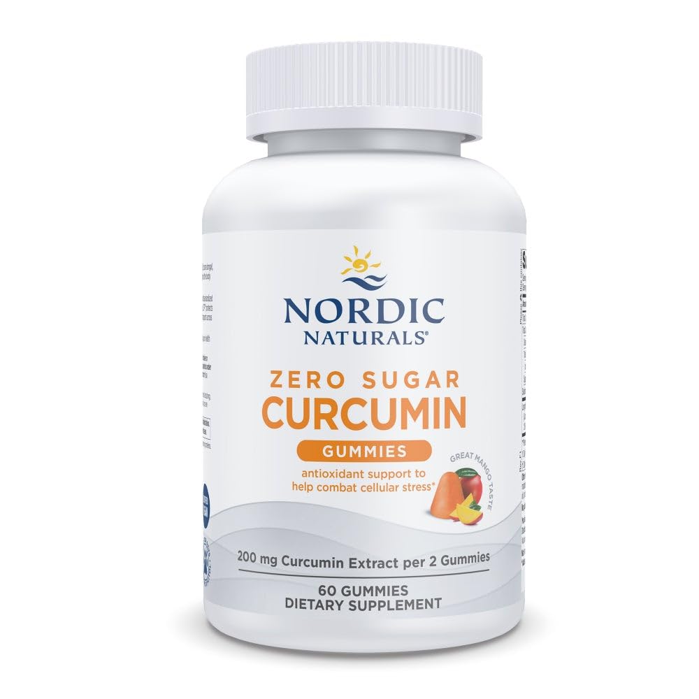 Nordic Naturals Zero Sugar Curcumin Gummies, Mango - 60 Gummies - 200 mg Optimized Curcumin Extract - Great Taste - Antioxidant Support, Healthy Metabolic Balance - Non-GMO, Vegan - 30 Servings - dailyvitalstore