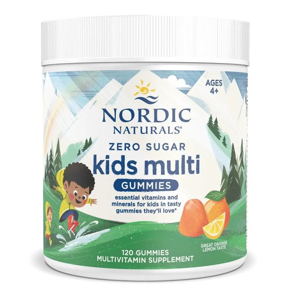Nordic Naturals Zero Sugar Kids Multi Gummies, Orange Lemon - 120 Gummies - Great-Tasting Multivitamin for Ages 4+ - dailyvitalstore