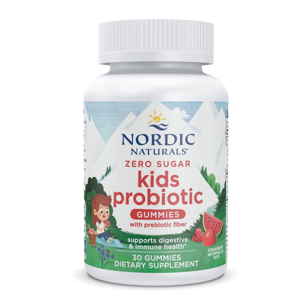 Nordic Naturals Zero Sugar Kids Probiotic Gummies - Strawberry Watermelon Flavor - 30 Gummies - Supports Digestive Wellness & Immune Health - Non-GMO - Third Party Tested - Vegan - 30 Servings - dailyvitalstore
