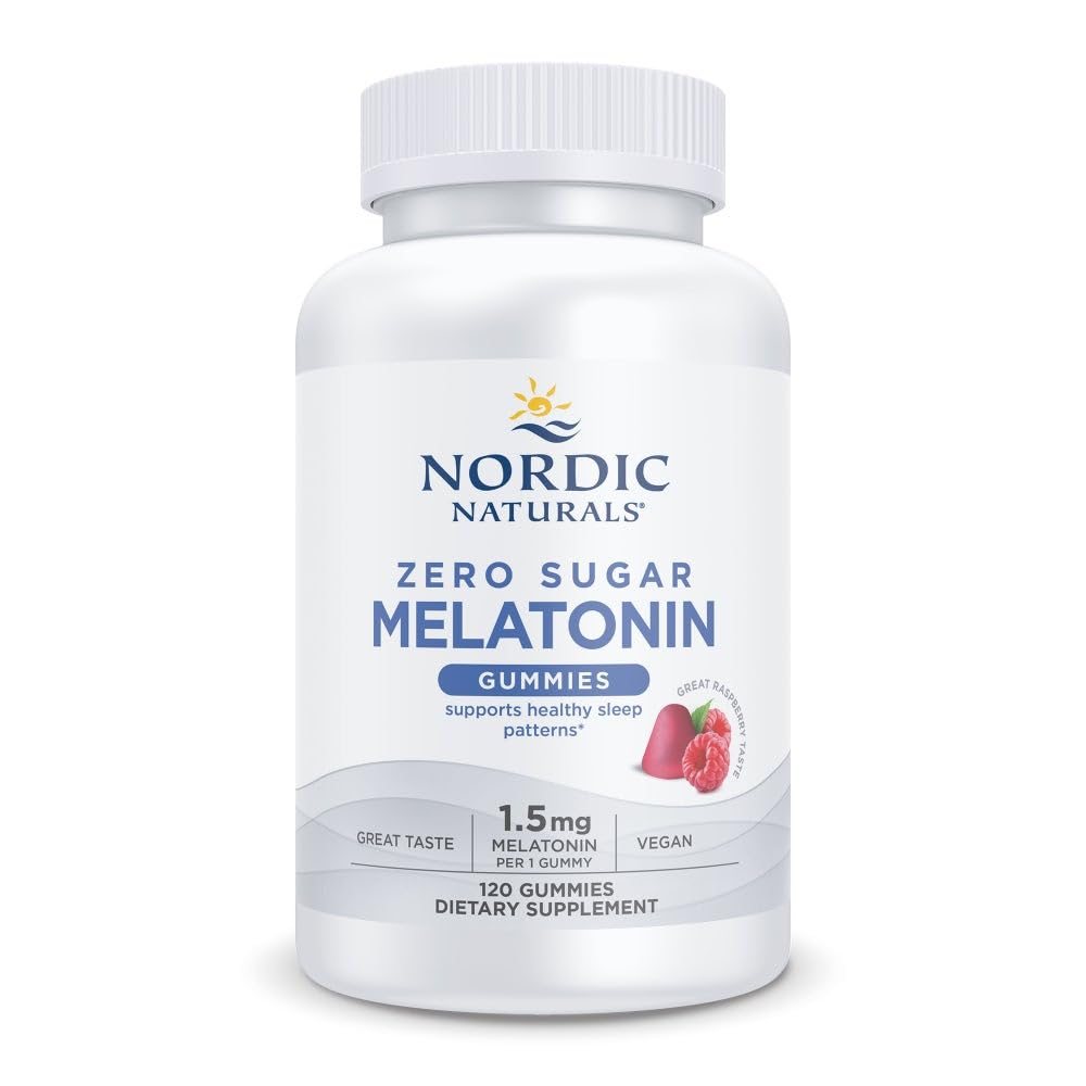 Nordic Naturals Zero Sugar Melatonin Gummies, Raspberry - 120 Gummies - 1.5 mg Melatonin - Great Taste - Restful Sleep, Antioxidant Support - Non-GMO, Vegan - 120 Servings - dailyvitalstore