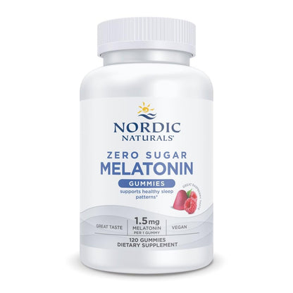 Nordic Naturals Zero Sugar Melatonin Gummies, Raspberry - 120 Gummies - 1.5 mg Melatonin - Great Taste - Restful Sleep, Antioxidant Support - Non-GMO, Vegan - 120 Servings - dailyvitalstore