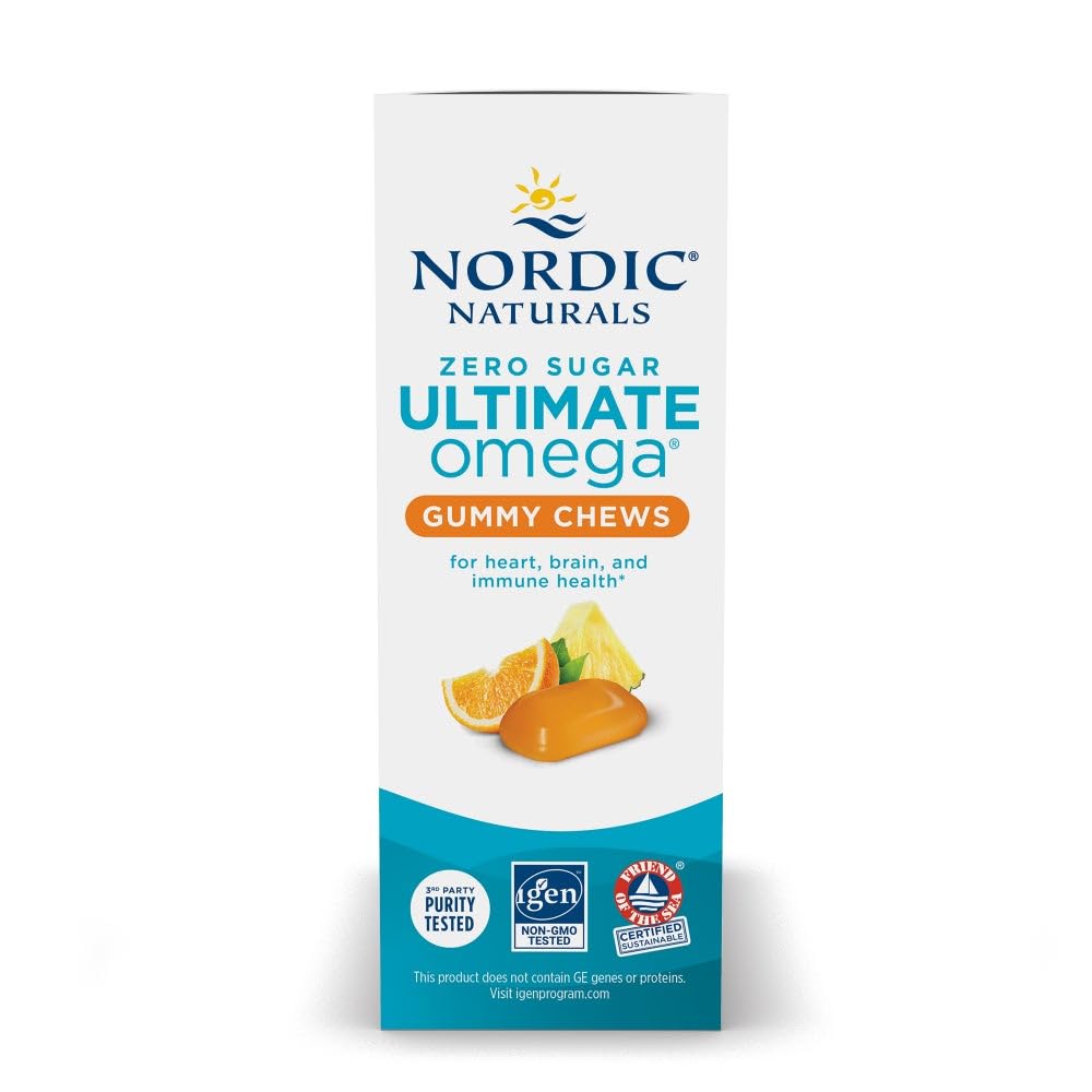 Nordic Naturals Zero Sugar Ultimate Omega Gummy Chews - Tropical Fruit - 54 Gummy Chews - Non GMO - Optimal Wellness - 27 Servings - dailyvitalstore