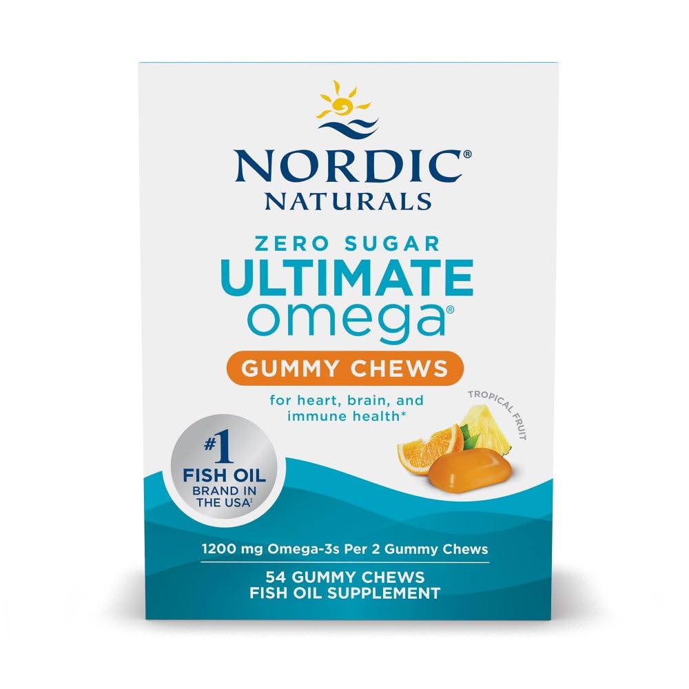 Nordic Naturals Zero Sugar Ultimate Omega Gummy Chews - Tropical Fruit - 54 Gummy Chews - Non GMO - Optimal Wellness - 27 Servings - dailyvitalstore