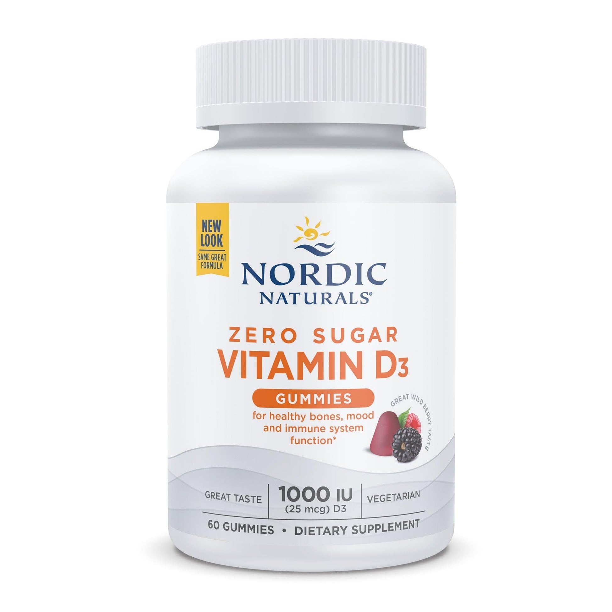 Nordic Naturals Zero Sugar Vitamin D3 Gummies, Wild Berry - 60 Gummies - 1000 IU Vitamin D3 - Great Taste - Healthy Bones, Mood & Immune System Function - Non-GMO - 60 Servings - dailyvitalstore
