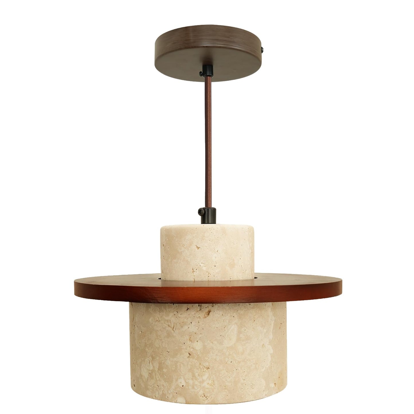 Nordic Pendant Light Natural Yellow Travertine Lamp Simple Wabi Sabi Lamp Suitable for Restaurant Bedside Kitchen Island Cafe Wood Pendant Light (Walnut Color) - dailyvitalstore