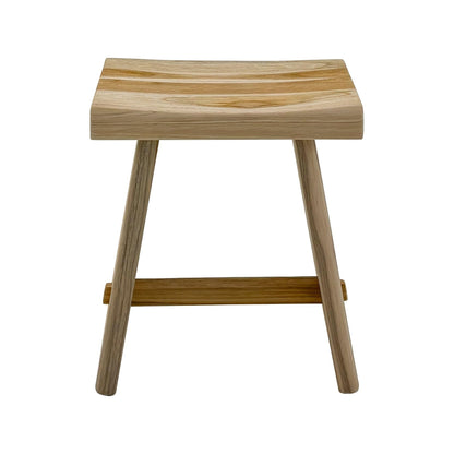 Nordic Teak Natural Teak Shower Stool with Curved Seat & Shelf | Spa-Style Bench for Bath | Shower | SPA | Pool | Patio | Select Grade (Natural Salem) - dailyvitalstore