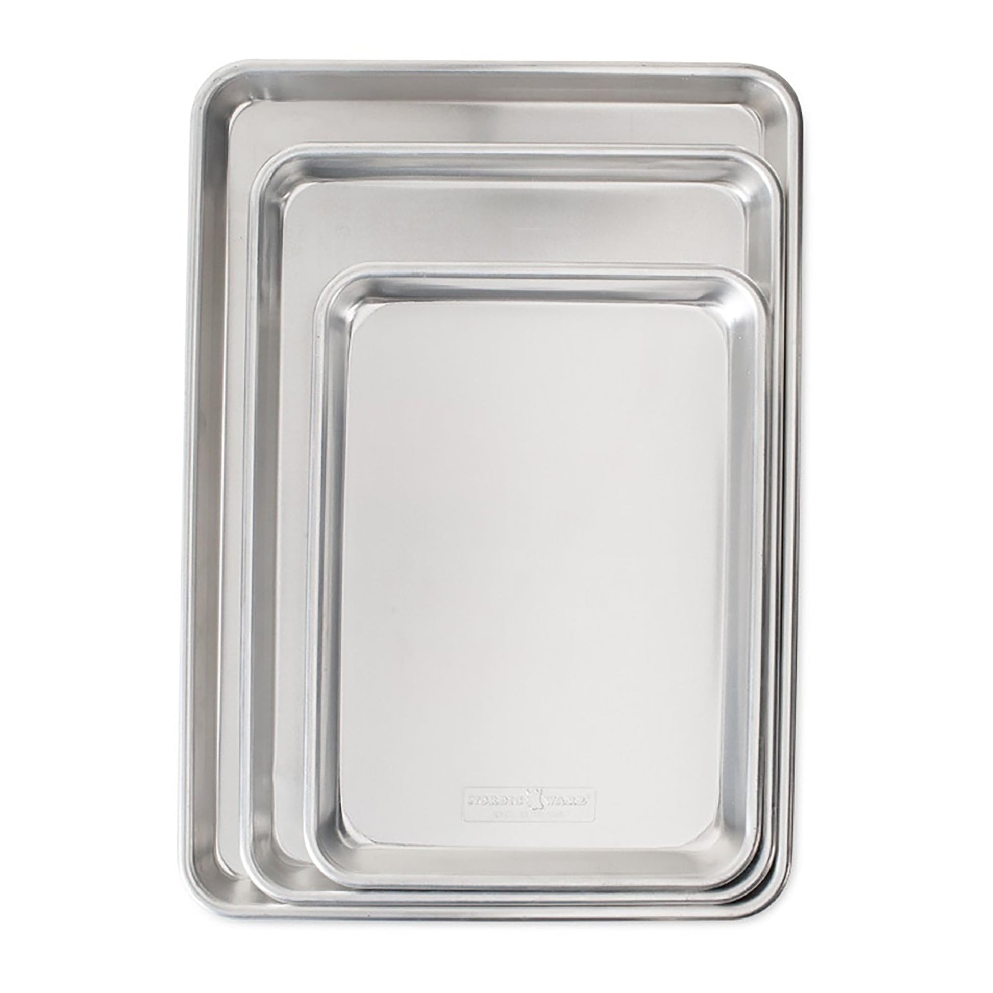 Nordic Ware Naturals 3 Piece Set - USA Made Aluminum Commercial Quality Sheet Pan for Baking or Roasting, Encapsulated Galvanized Steel Rim Prevents Warping; Half Sheet, Jelly Roll and Quarter Sheet - dailyvitalstore