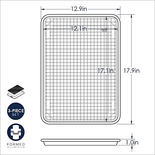 Nordic Ware Naturals Half Sheet Pan, Deluxe Silicone Liner and Cooling Rack, Cookie or Roasting Bakers Set - dailyvitalstore