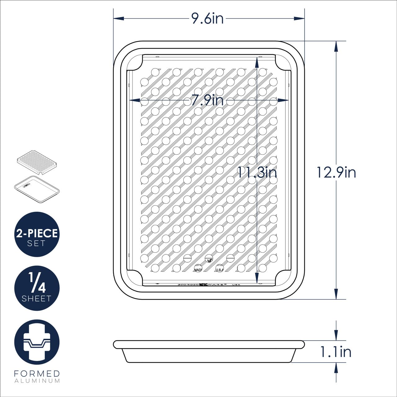 Nordic Ware Naturals Quarter Sheet with Multi-Purpose Oven and Cooling Rack - dailyvitalstore