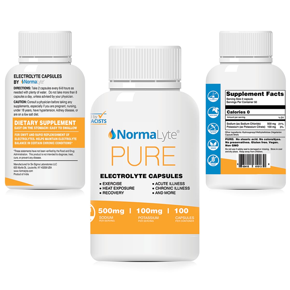 NormaLyte Electrolyte Capsules - Replenish Electrolytes for Peak Performance - Hydration Salt Pills with Essential Minerals for Energy Boost, and Muscle Recovery - 100ct/Bottle - dailyvitalstore