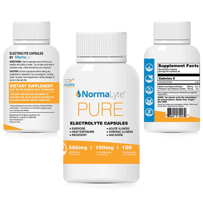 NormaLyte Electrolyte Capsules - Replenish Electrolytes for Peak Performance - Hydration Salt Pills with Essential Minerals for Energy Boost, and Muscle Recovery - 100ct/Bottle - dailyvitalstore