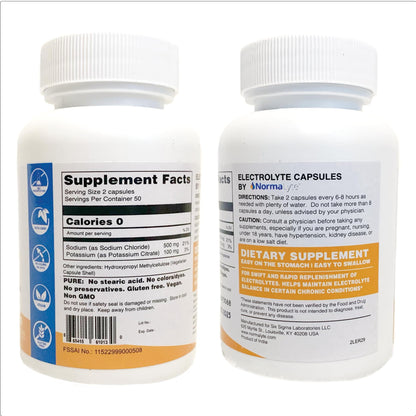 NormaLyte Electrolyte Capsules - Replenish Electrolytes for Peak Performance - Hydration Salt Pills with Essential Minerals for Energy Boost, and Muscle Recovery - 100ct/Bottle - dailyvitalstore