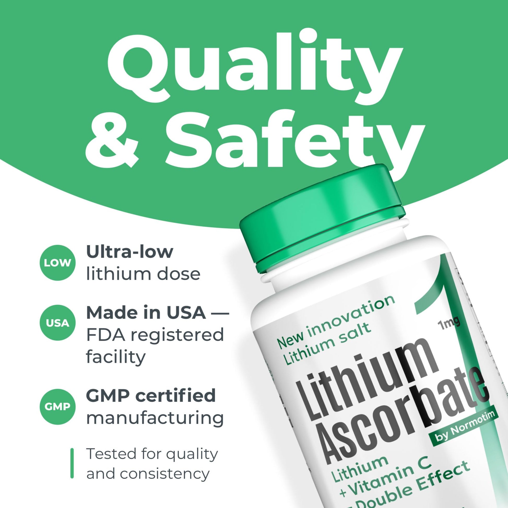 NORMOTIM Lithium Supplement 1 mg Tablets – Non-Drowsy Calm & Focus Support – Memory & Mental Clarity – Fast Dissolve – Compare to Lithium Orotate - dailyvitalstore