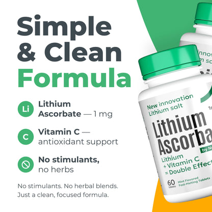 NORMOTIM Lithium Supplement 1 mg Tablets – Non-Drowsy Calm & Focus Support – Memory & Mental Clarity – Fast Dissolve – Compare to Lithium Orotate - dailyvitalstore