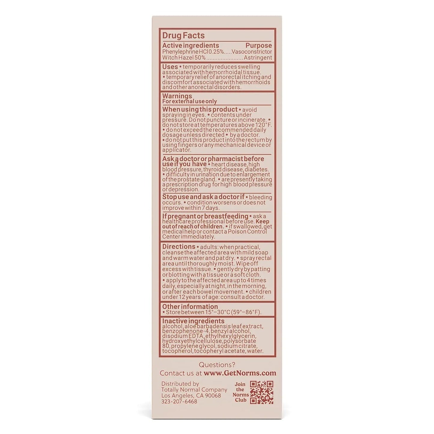 Norms Cooling Hemorrhoid Spray, Maximum Strength Touch-Free Relief with Phenylephrine, Witch Hazel, Aloe, Shrinks Swelling, Calms Itching, Soothes on Contact, 3oz Spray - dailyvitalstore