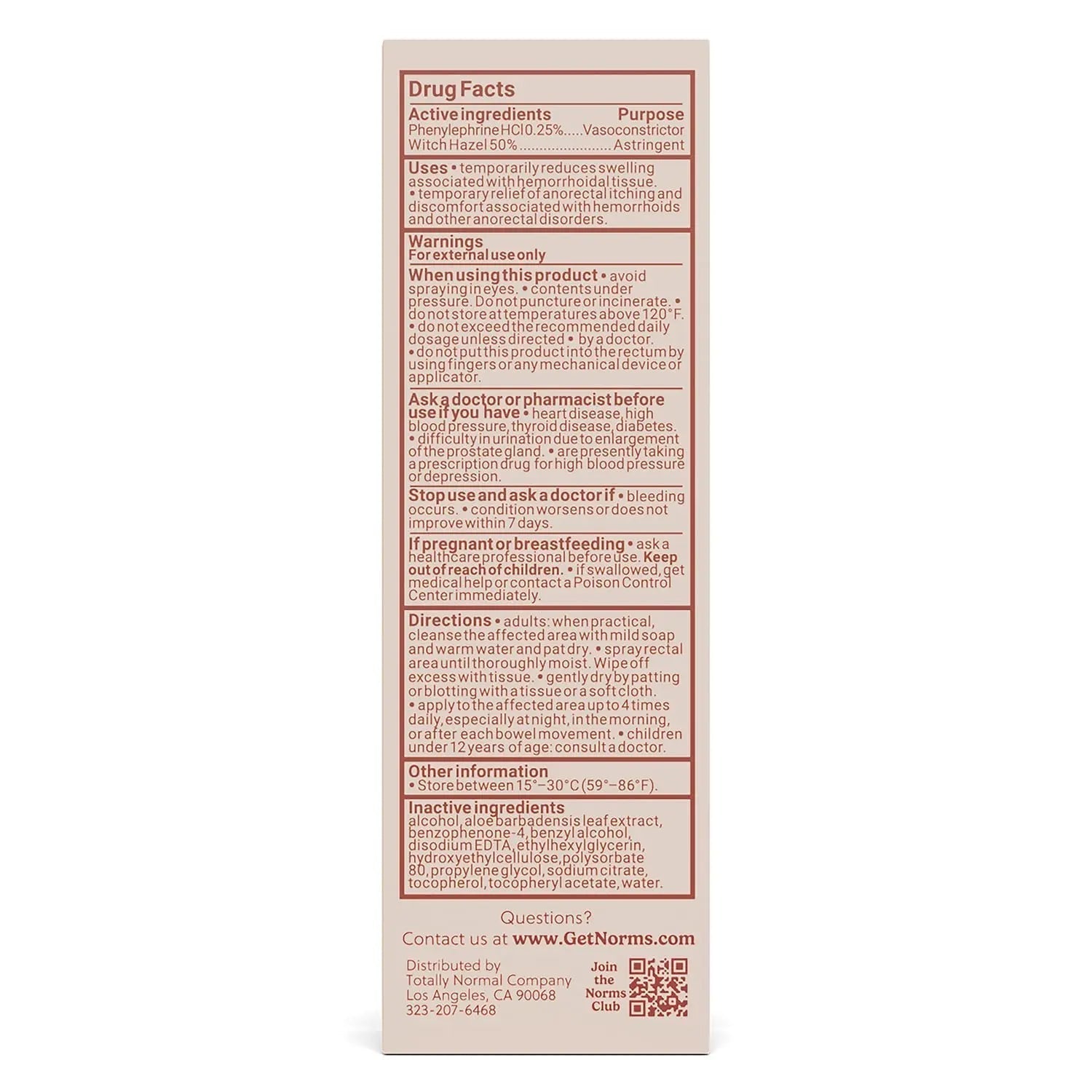 Norms Cooling Hemorrhoid Spray, Maximum Strength Touch-Free Relief with Phenylephrine, Witch Hazel, Aloe, Shrinks Swelling, Calms Itching, Soothes on Contact, 3oz Spray - dailyvitalstore