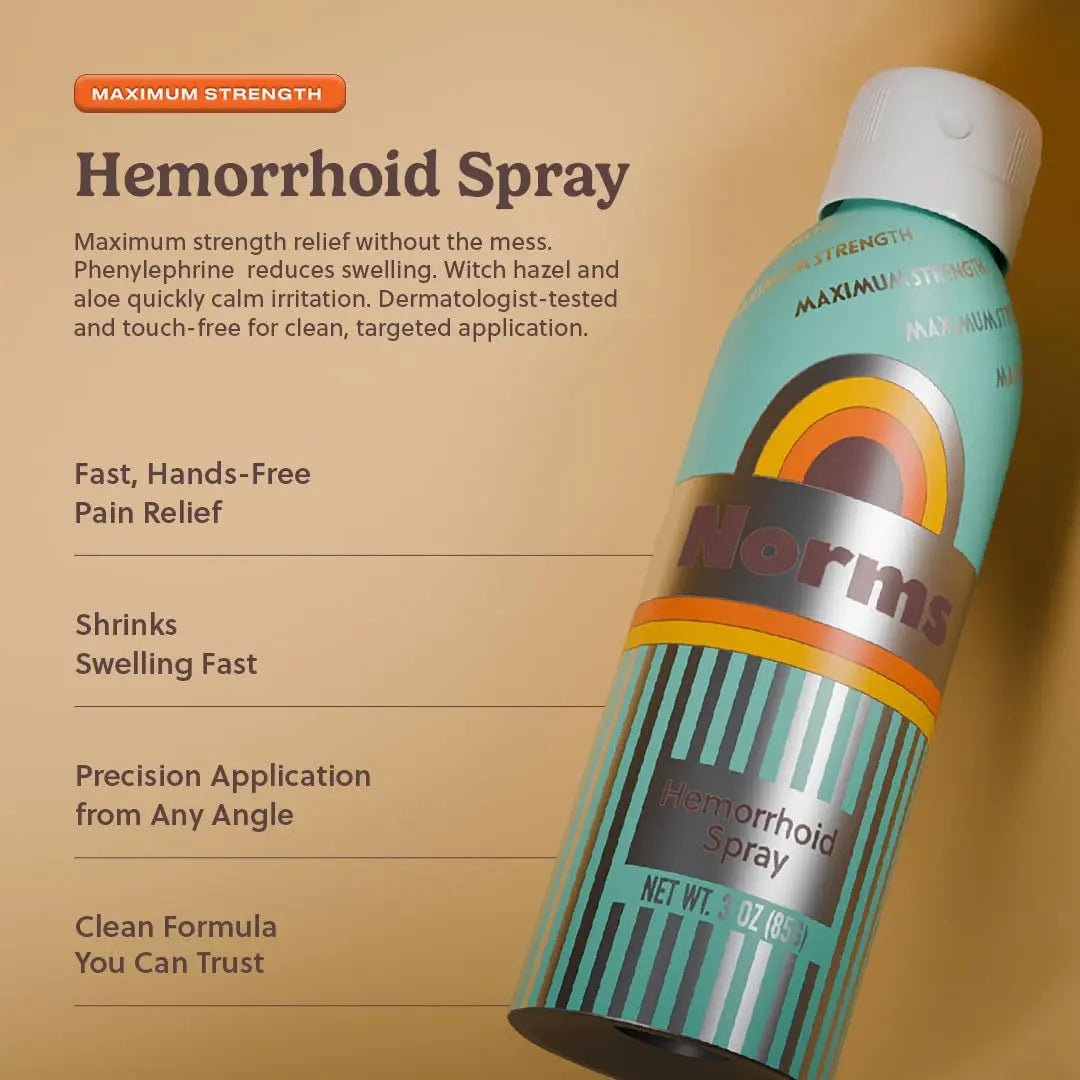 Norms Cooling Hemorrhoid Spray, Maximum Strength Touch-Free Relief with Phenylephrine, Witch Hazel, Aloe, Shrinks Swelling, Calms Itching, Soothes on Contact, 3oz Spray - dailyvitalstore