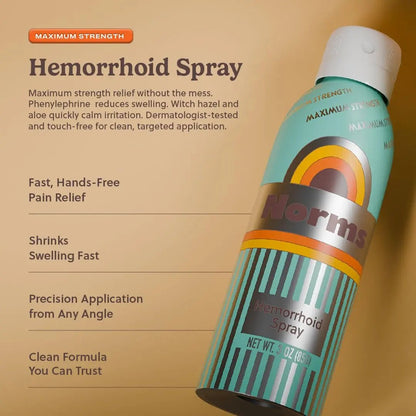 Norms Cooling Hemorrhoid Spray, Maximum Strength Touch-Free Relief with Phenylephrine, Witch Hazel, Aloe, Shrinks Swelling, Calms Itching, Soothes on Contact, 3oz Spray - dailyvitalstore