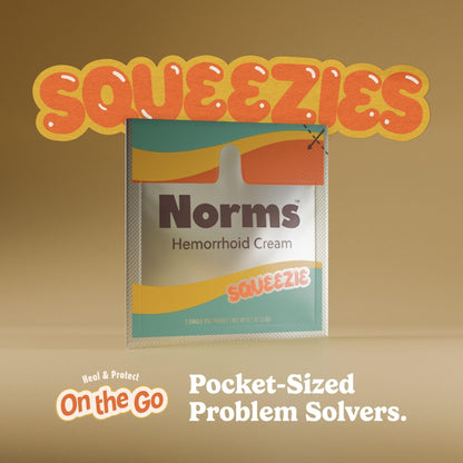 Norms Squeezies Lidocaine Hemorrhoid Cream, Discreet Single Use Travel Packets, 5% Lidocaine, Phenylephrine, Aloe and Glycerin – Numbing, Soothing & Swelling Relief On the Go, 5 Count - dailyvitalstore