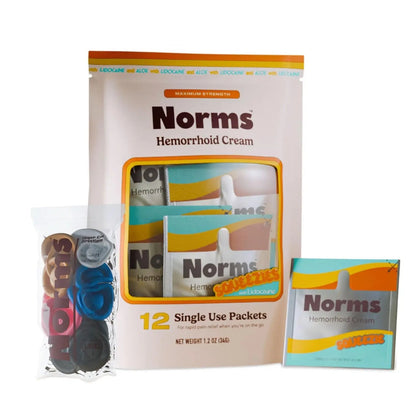 Norms Squeezies Lidocaine Hemorrhoid Cream, Discreet Single Use Travel Packets, 5% Lidocaine, Phenylephrine, Aloe and Glycerin – Numbing, Soothing & Swelling Relief On the Go, 12 Count - dailyvitalstore